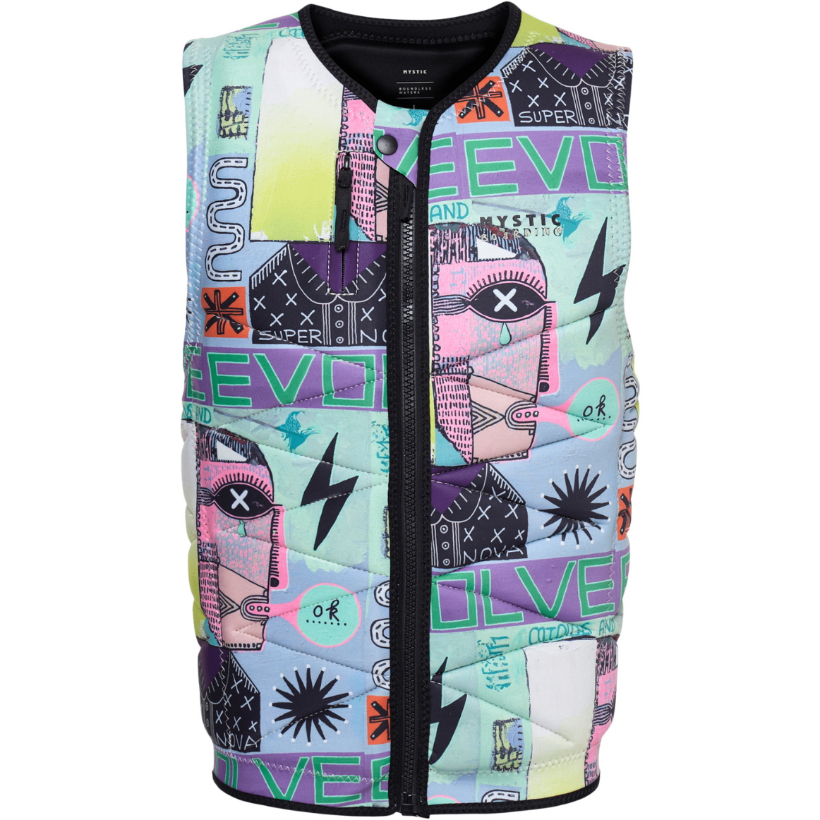 2025 Mystic Männer Outlaw Front Zip Wake Impact Vest 35005.240226 - White Allover
